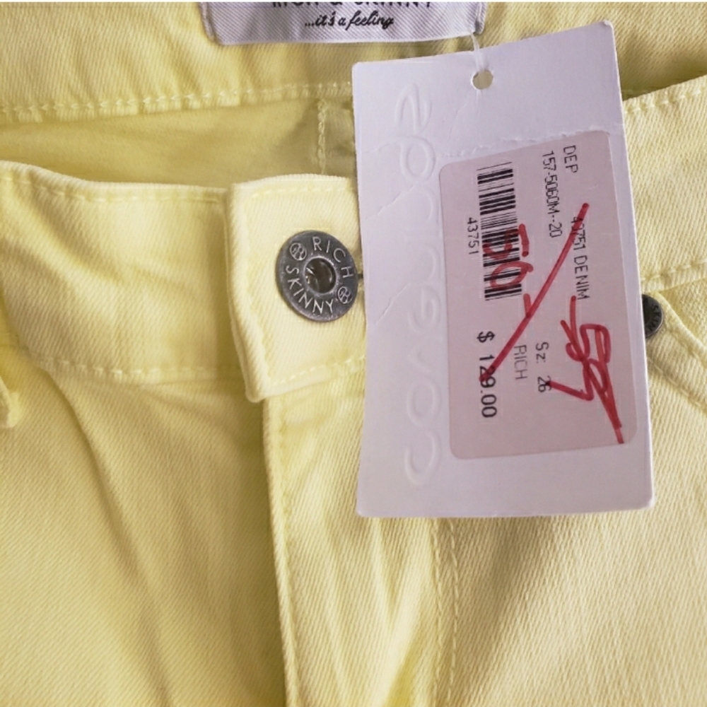TODAY SALE Rich & Skinny Yellow Denim Soft Jeans size 26 - Picture 5 of 5